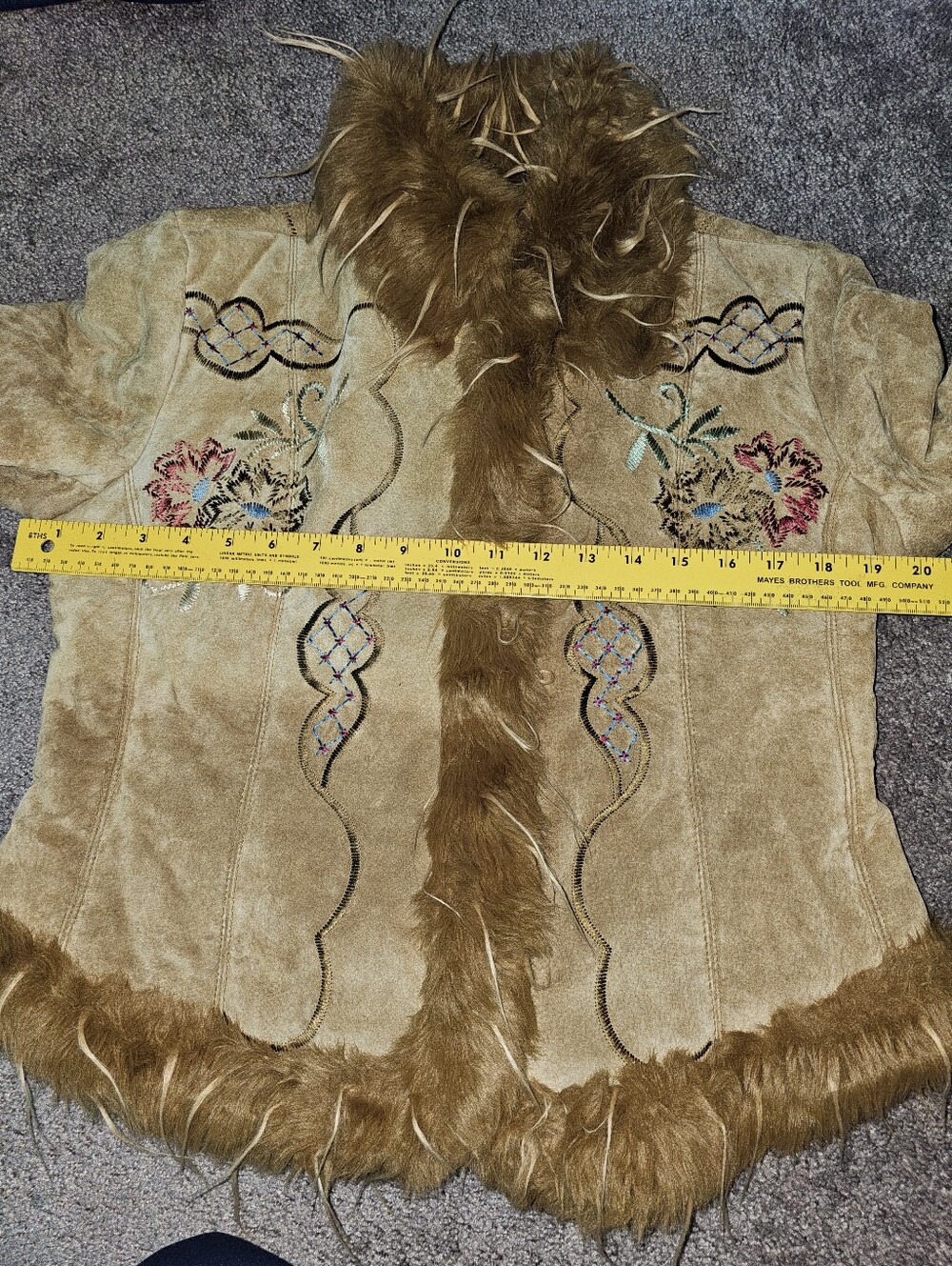 Y2K XOXO Heavily Embroidered Genuine Suede Leather Jacket Penny Lane Style Sz L - Picture 11 of 15